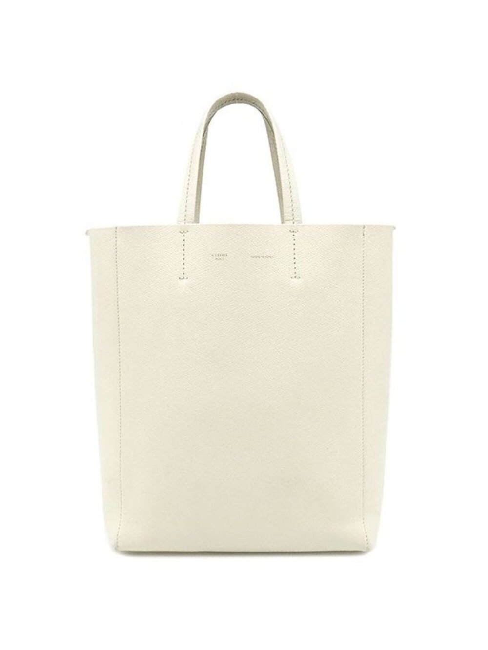 Celine 2-Way Small Vertical Cabas Leather White Gold Tote Bag Shoulder